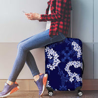 Mokihana Maile and Ilima Leis Luggage Cover Uliuli Hawaiian Tapa Quilt Pattern - Polynesian Pride