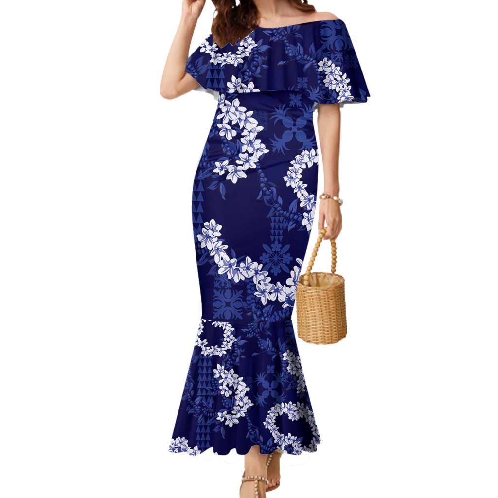 Mokihana Maile and Ilima Leis Mermaid Dress Uliuli Hawaiian Tapa Quilt Pattern - Polynesian Pride