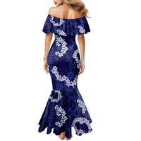 Mokihana Maile and Ilima Leis Mermaid Dress Uliuli Hawaiian Tapa Quilt Pattern - Polynesian Pride