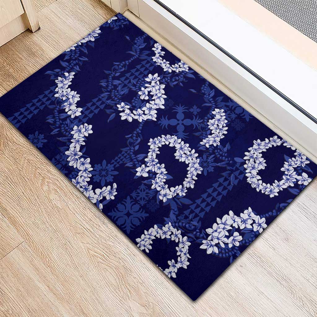 Mokihana Maile and Ilima Leis Rubber Doormat Uliuli Hawaiian Tapa Quilt Pattern - Polynesian Pride