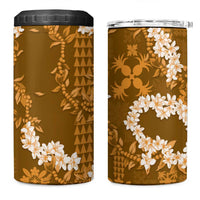 Mokihana Maile and Ilima Leis 4 in 1 Can Cooler Tumbler Alani Hawaiian Tapa Quilt Pattern - Polynesian Pride