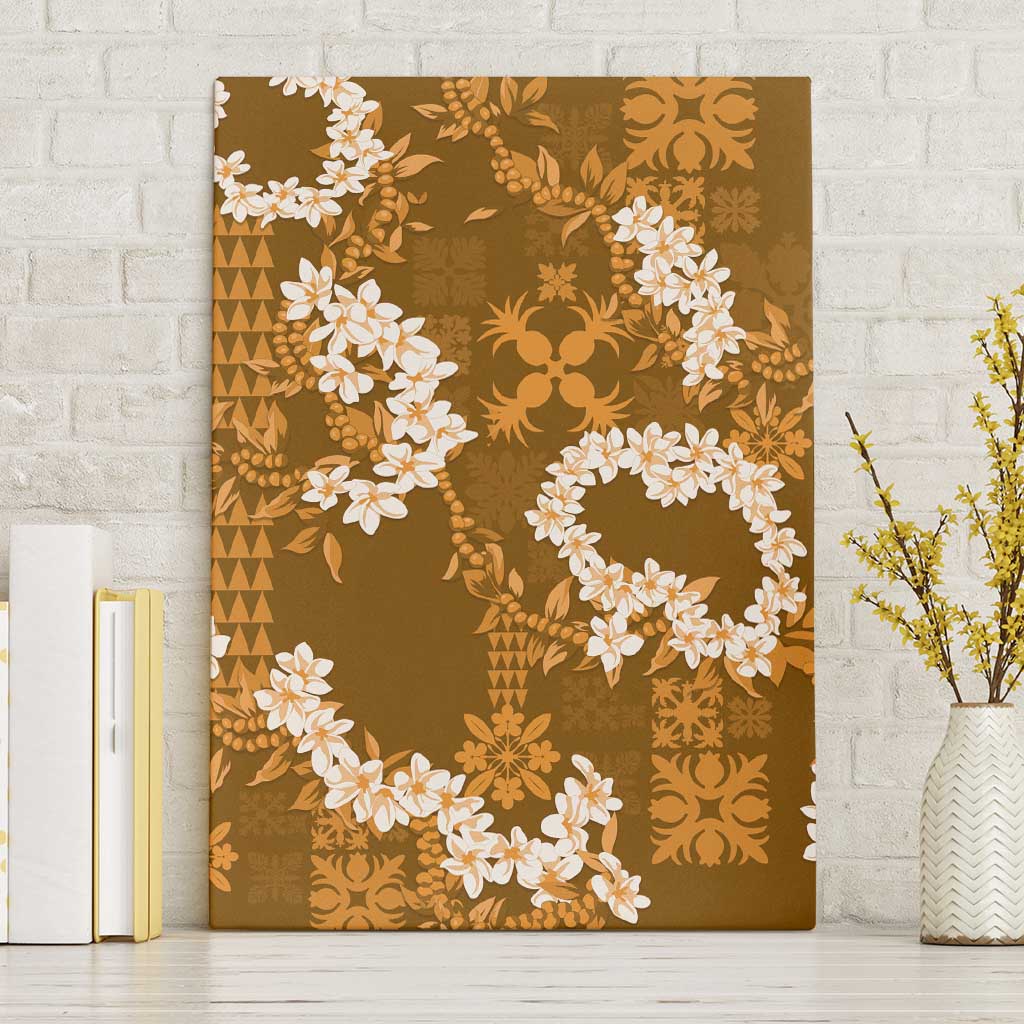 Mokihana Maile and Ilima Leis Canvas Wall Art Alani Hawaiian Tapa Quilt Pattern - Polynesian Pride