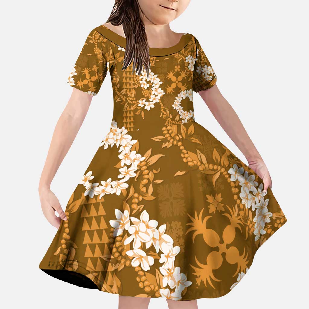 Mokihana Maile and Ilima Leis Family Matching Long Sleeve Bodycon Dress and Hawaiian Shirt Alani Hawaiian Tapa Quilt Pattern - Polynesian Pride