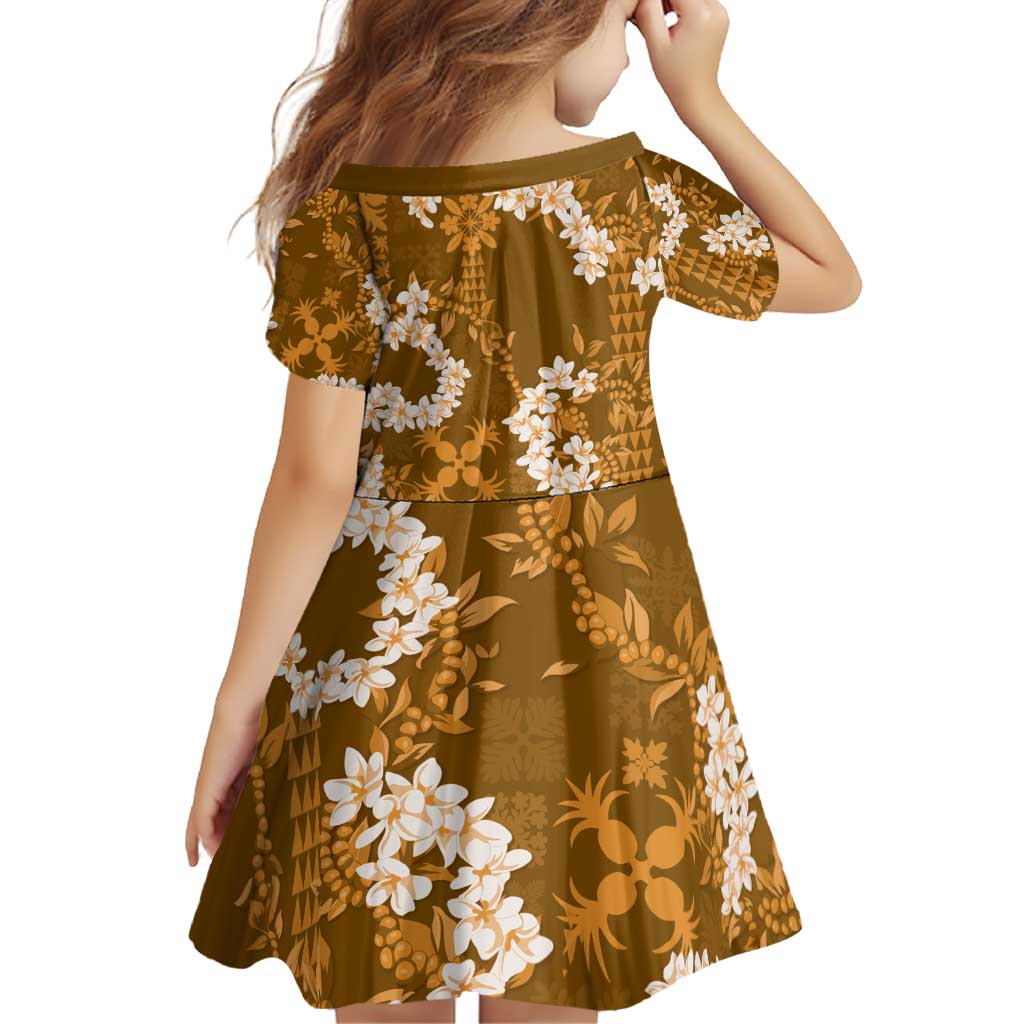 Mokihana Maile and Ilima Leis Family Matching Off Shoulder Short Dress and Hawaiian Shirt Alani Hawaiian Tapa Quilt Pattern - Polynesian Pride