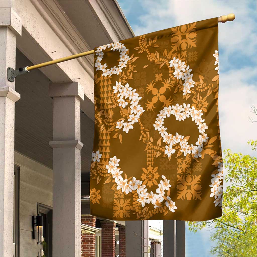 Mokihana Maile and Ilima Leis Garden Flag Alani Hawaiian Tapa Quilt Pattern - Polynesian Pride