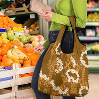 Mokihana Maile and Ilima Leis Grocery Bag Alani Hawaiian Tapa Quilt Pattern - Polynesian Pride