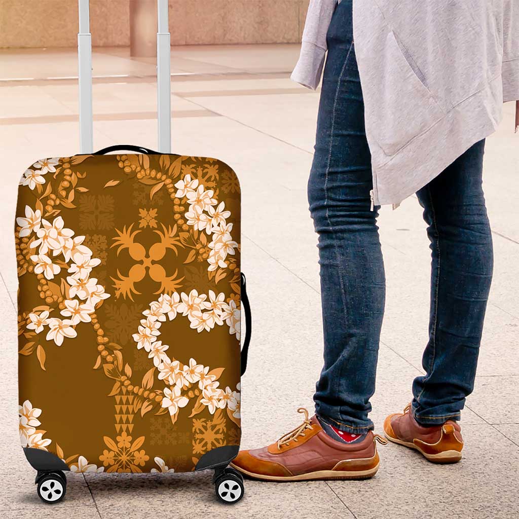 Mokihana Maile and Ilima Leis Luggage Cover Alani Hawaiian Tapa Quilt Pattern - Polynesian Pride