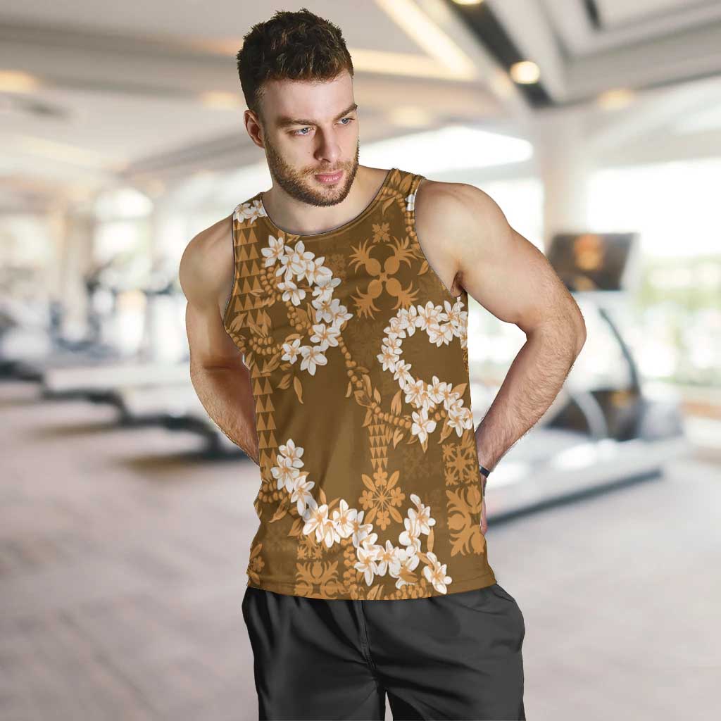 Mokihana Maile and Ilima Leis Men Tank Top Alani Hawaiian Tapa Quilt Pattern - Polynesian Pride