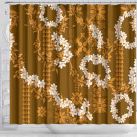 Mokihana Maile and Ilima Leis Shower Curtain Alani Hawaiian Tapa Quilt Pattern - Polynesian Pride