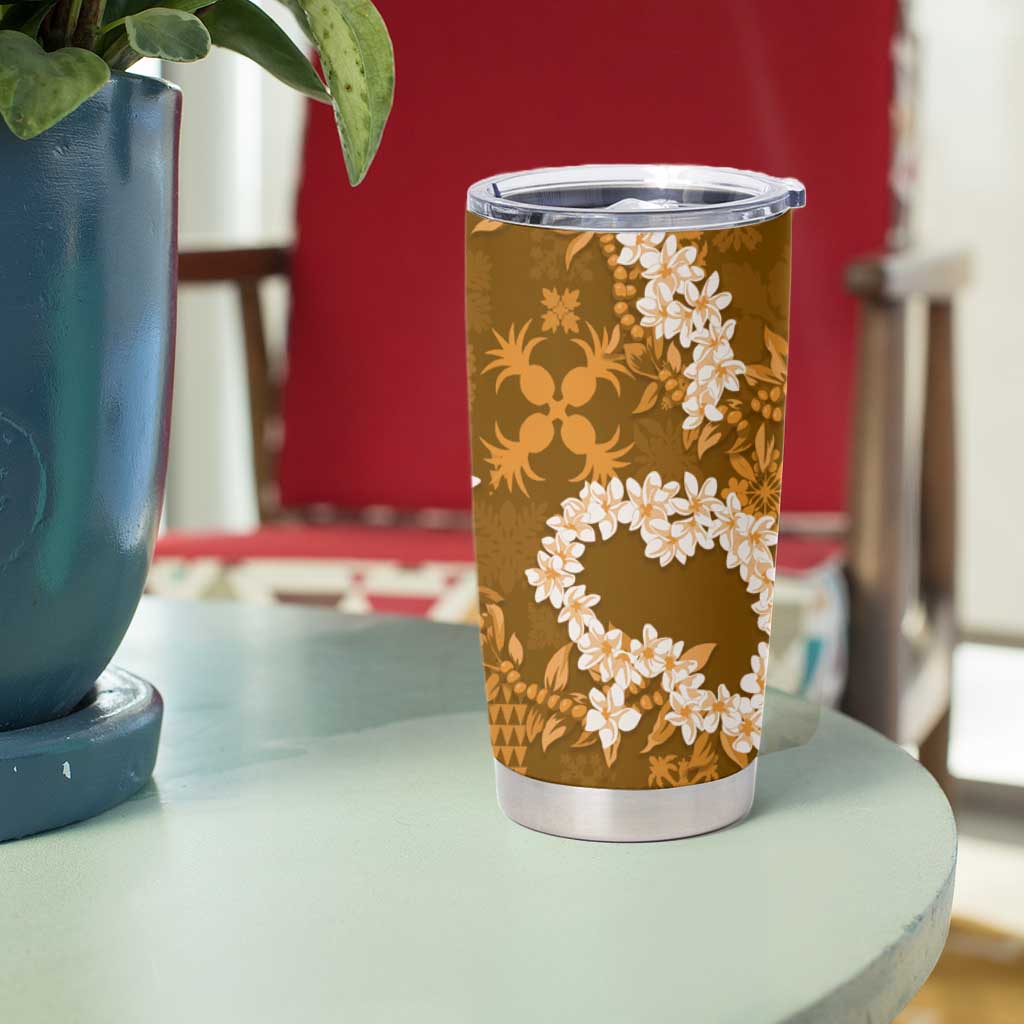 Mokihana Maile and Ilima Leis Tumbler Cup Alani Hawaiian Tapa Quilt Pattern - Polynesian Pride