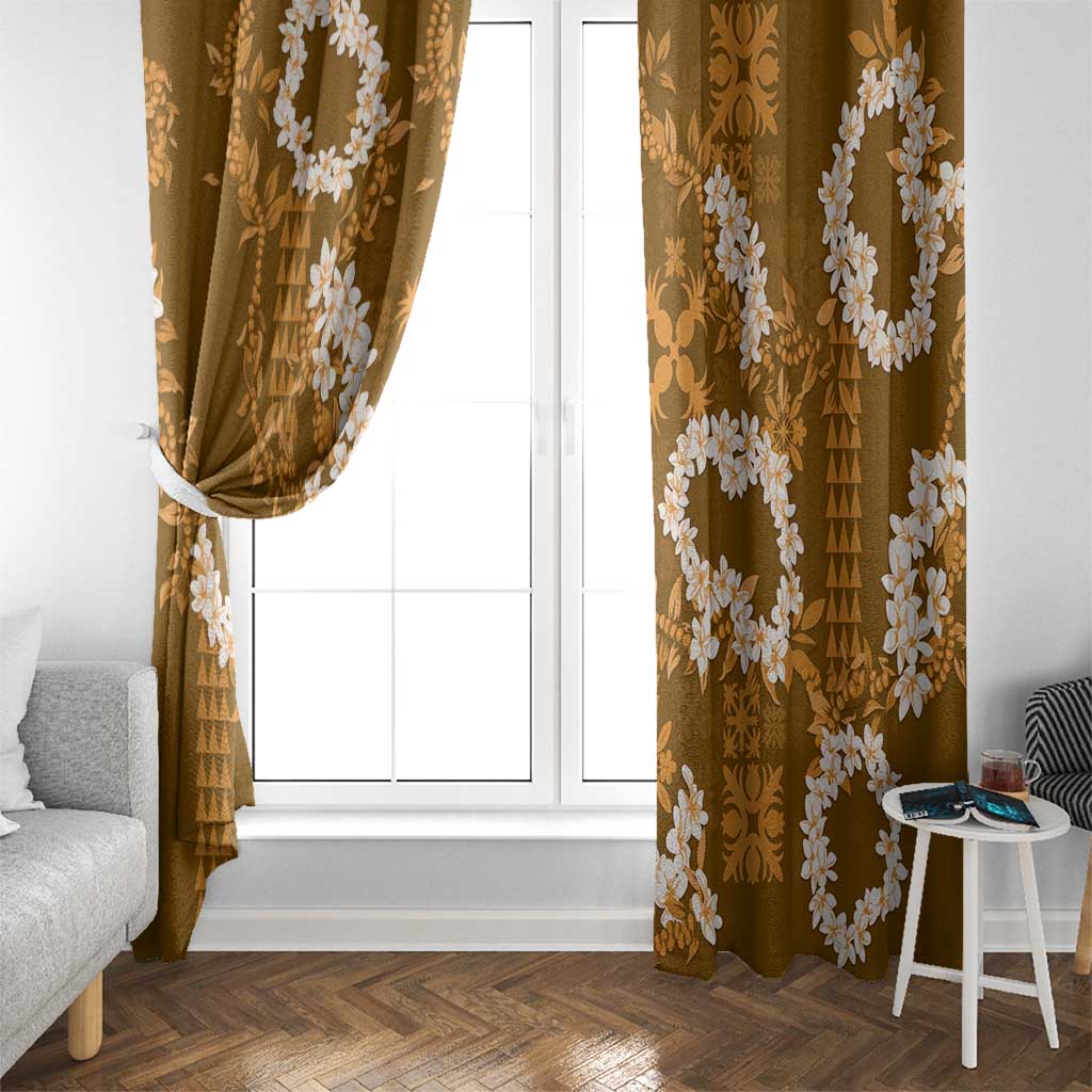 Mokihana Maile and Ilima Leis Window Curtain Alani Hawaiian Tapa Quilt Pattern - Polynesian Pride