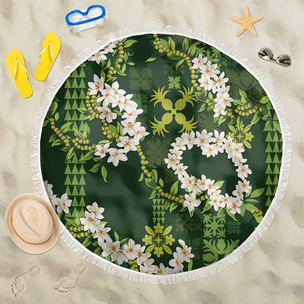Mokihana Maile and Ilima Leis Beach Blanket Omaʻomaʻo Hawaiian Tapa Quilt Pattern - Polynesian Pride