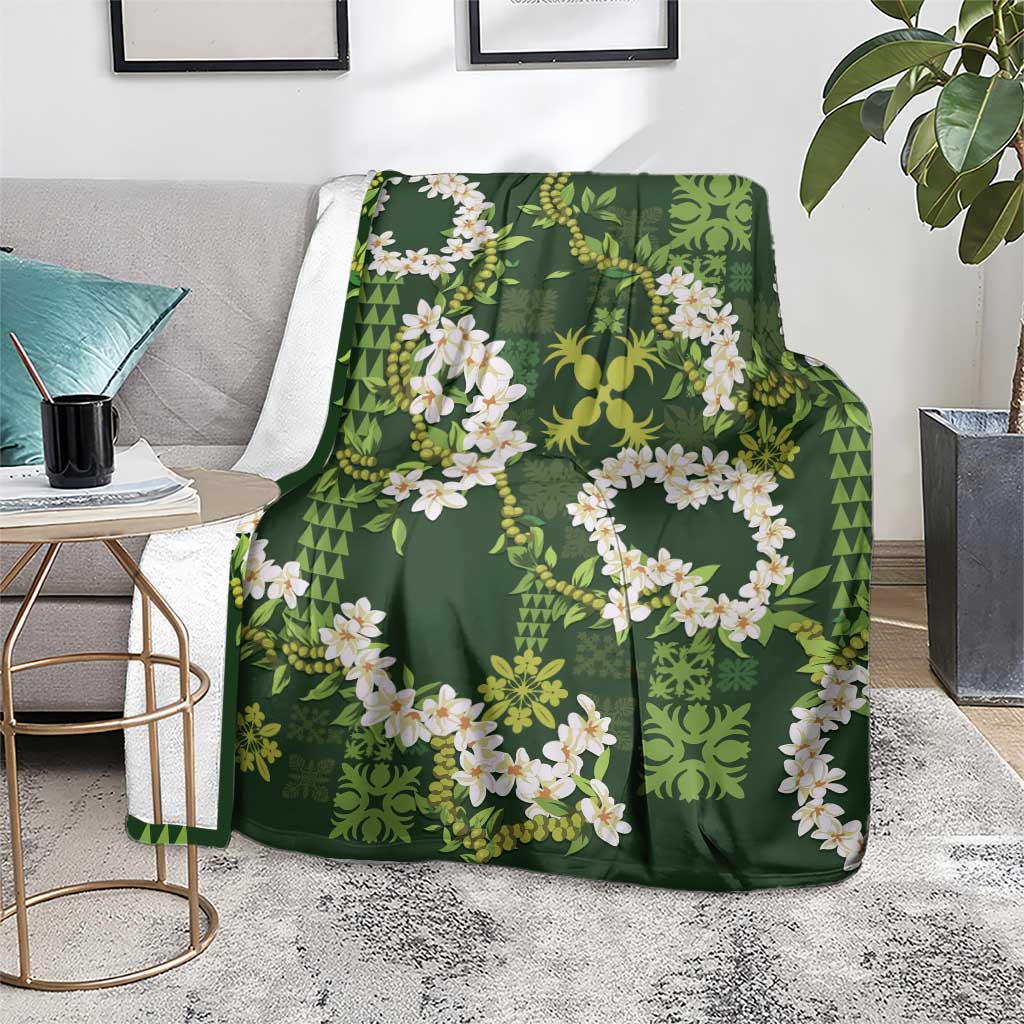 Mokihana Maile and Ilima Leis Blanket Omaʻomaʻo Hawaiian Tapa Quilt Pattern - Polynesian Pride