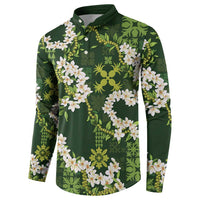 Mokihana Maile and Ilima Leis Button Sweatshirt Omaʻomaʻo Hawaiian Tapa Quilt Pattern - Polynesian Pride