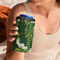 Mokihana Maile and Ilima Leis 4 in 1 Can Cooler Tumbler Omaʻomaʻo Hawaiian Tapa Quilt Pattern - Polynesian Pride