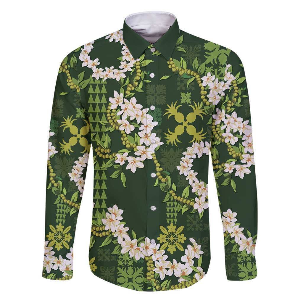 Mokihana Maile and Ilima Leis Family Matching Puletasi and Hawaiian Shirt Omaʻomaʻo Hawaiian Tapa Quilt Pattern - Polynesian Pride