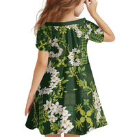 Mokihana Maile and Ilima Leis Family Matching Tank Maxi Dress and Hawaiian Shirt Omaʻomaʻo Hawaiian Tapa Quilt Pattern - Polynesian Pride