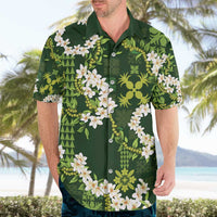 Mokihana Maile and Ilima Leis Hawaiian Shirt Omaʻomaʻo Hawaiian Tapa Quilt Pattern - Polynesian Pride