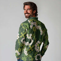 Mokihana Maile and Ilima Leis Long Sleeve Polo Shirt Omaʻomaʻo Hawaiian Tapa Quilt Pattern - Polynesian Pride