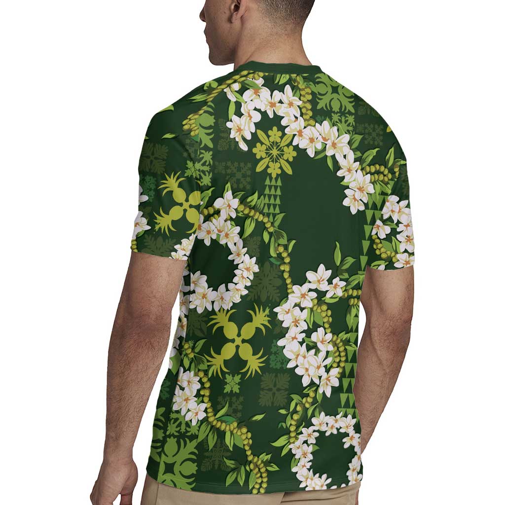 Mokihana Maile and Ilima Leis Rugby Jersey Omaʻomaʻo Hawaiian Tapa Quilt Pattern - Polynesian Pride