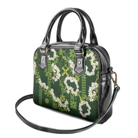 Mokihana Maile and Ilima Leis Shoulder Handbag Omaʻomaʻo Hawaiian Tapa Quilt Pattern - Polynesian Pride