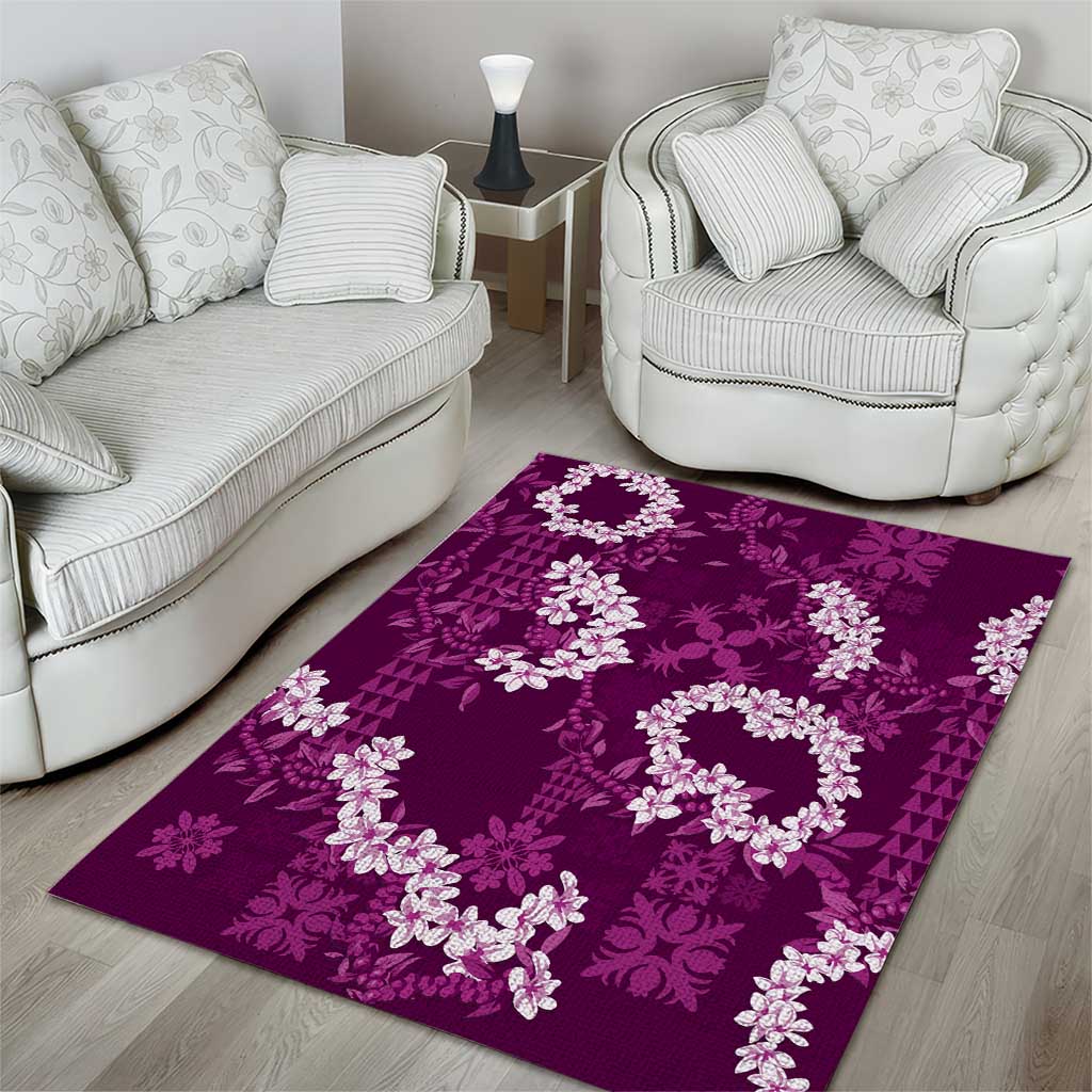Mokihana Maile and Ilima Leis Area Rug Akala Hawaiian Tapa Quilt Pattern - Polynesian Pride