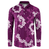 Mokihana Maile and Ilima Leis Button Sweatshirt Akala Hawaiian Tapa Quilt Pattern - Polynesian Pride