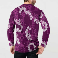 Mokihana Maile and Ilima Leis Button Sweatshirt Akala Hawaiian Tapa Quilt Pattern - Polynesian Pride