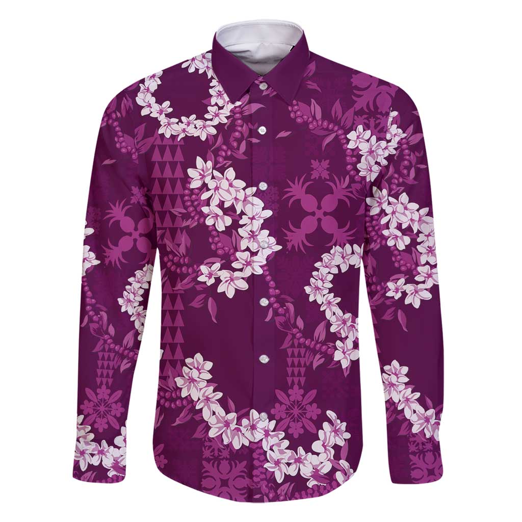 Mokihana Maile and Ilima Leis Family Matching Off Shoulder Short Dress and Hawaiian Shirt Akala Hawaiian Tapa Quilt Pattern - Polynesian Pride