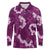 Mokihana Maile and Ilima Leis Long Sleeve Polo Shirt Akala Hawaiian Tapa Quilt Pattern - Polynesian Pride