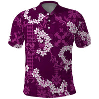 Mokihana Maile and Ilima Leis Polo Shirt Akala Hawaiian Tapa Quilt Pattern - Polynesian Pride