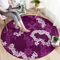 Mokihana Maile and Ilima Leis Round Carpet Akala Hawaiian Tapa Quilt Pattern - Polynesian Pride