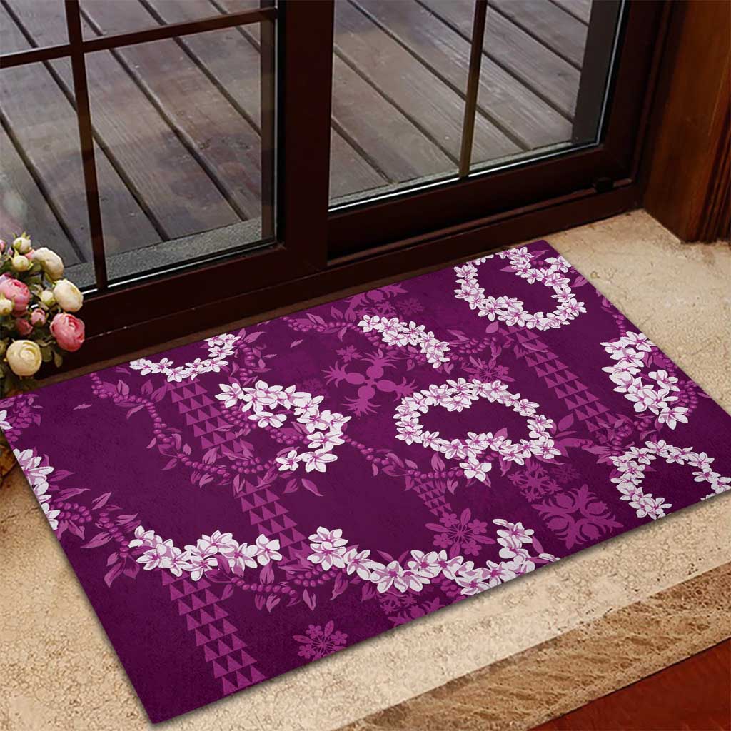 Mokihana Maile and Ilima Leis Rubber Doormat Akala Hawaiian Tapa Quilt Pattern - Polynesian Pride