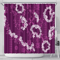 Mokihana Maile and Ilima Leis Shower Curtain Akala Hawaiian Tapa Quilt Pattern - Polynesian Pride