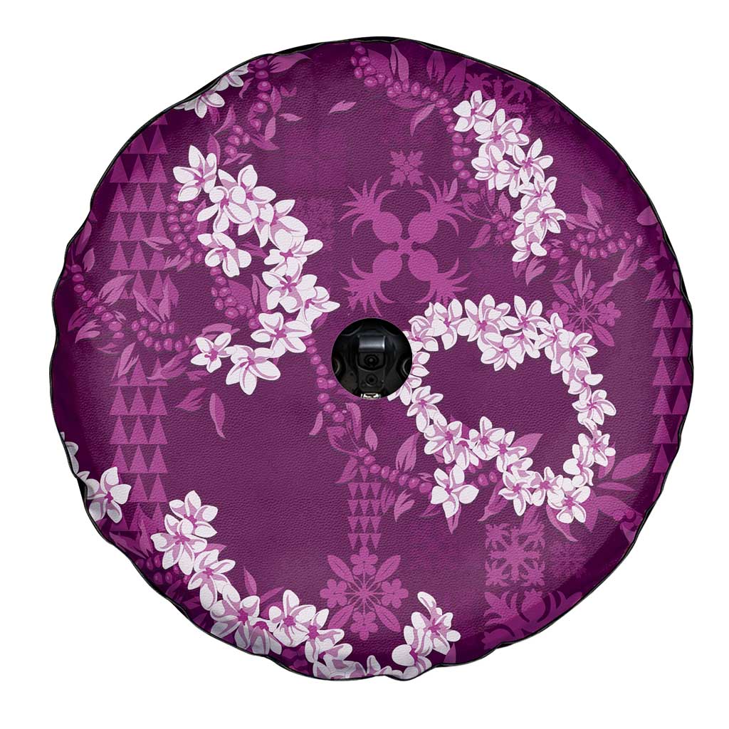 Mokihana Maile and Ilima Leis Spare Tire Cover Akala Hawaiian Tapa Quilt Pattern - Polynesian Pride