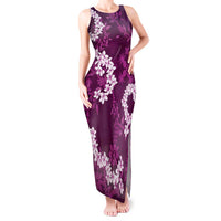Mokihana Maile and Ilima Leis Tank Maxi Dress Akala Hawaiian Tapa Quilt Pattern - Polynesian Pride