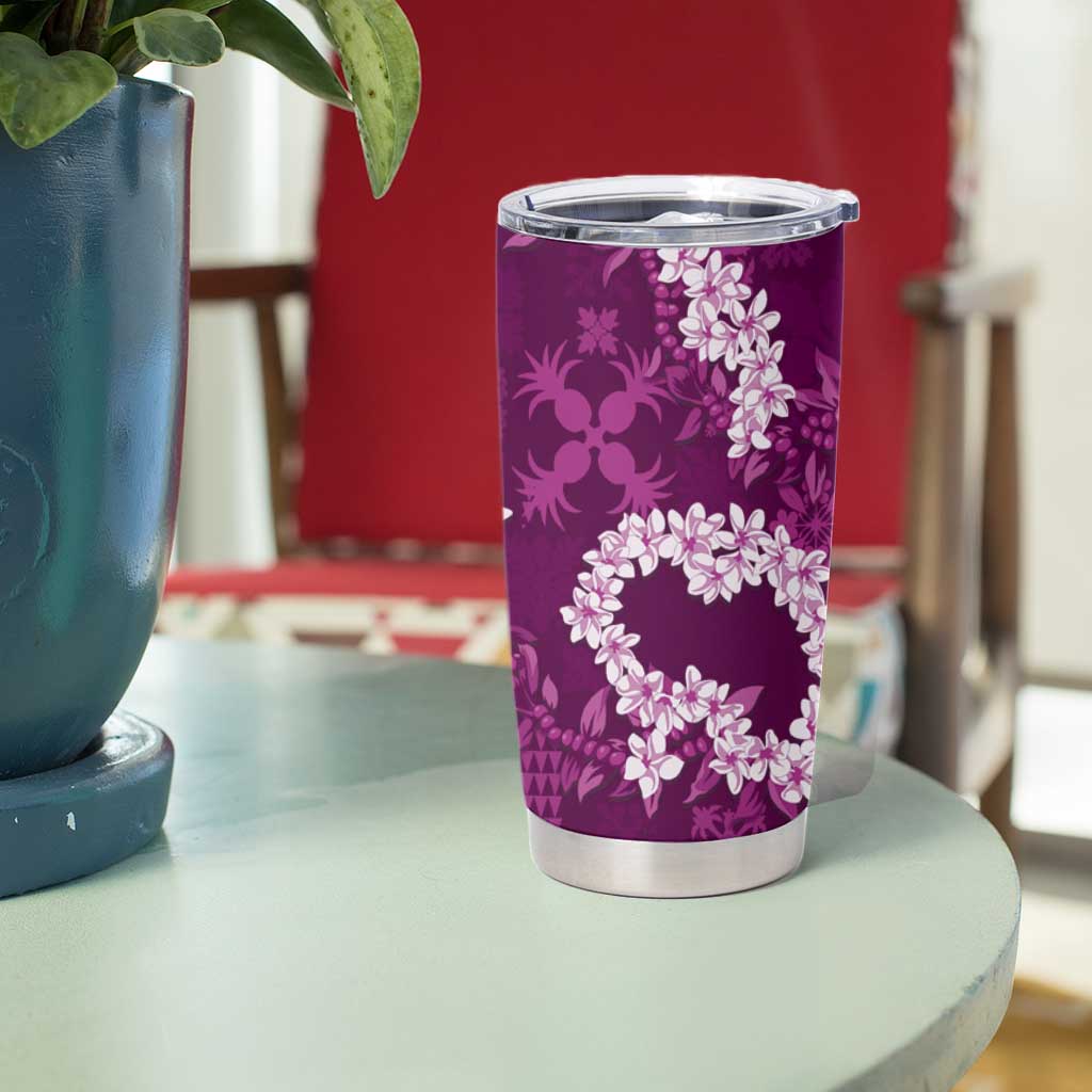 Mokihana Maile and Ilima Leis Tumbler Cup Akala Hawaiian Tapa Quilt Pattern - Polynesian Pride