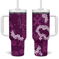 Mokihana Maile and Ilima Leis Tumbler With Handle Akala Hawaiian Tapa Quilt Pattern - Polynesian Pride