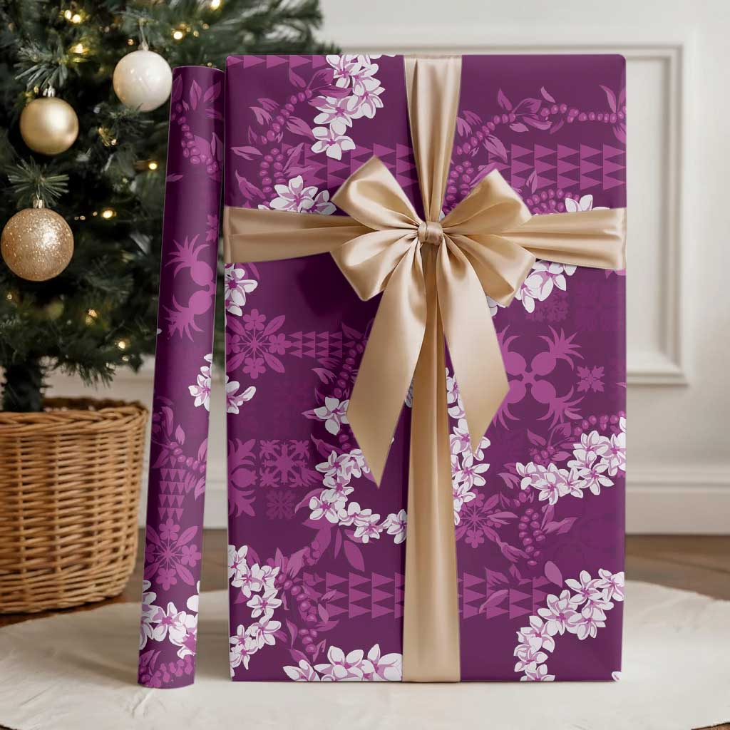 Mokihana Maile and Ilima Leis Wrapping Paper Akala Hawaiian Tapa Quilt Pattern - Polynesian Pride