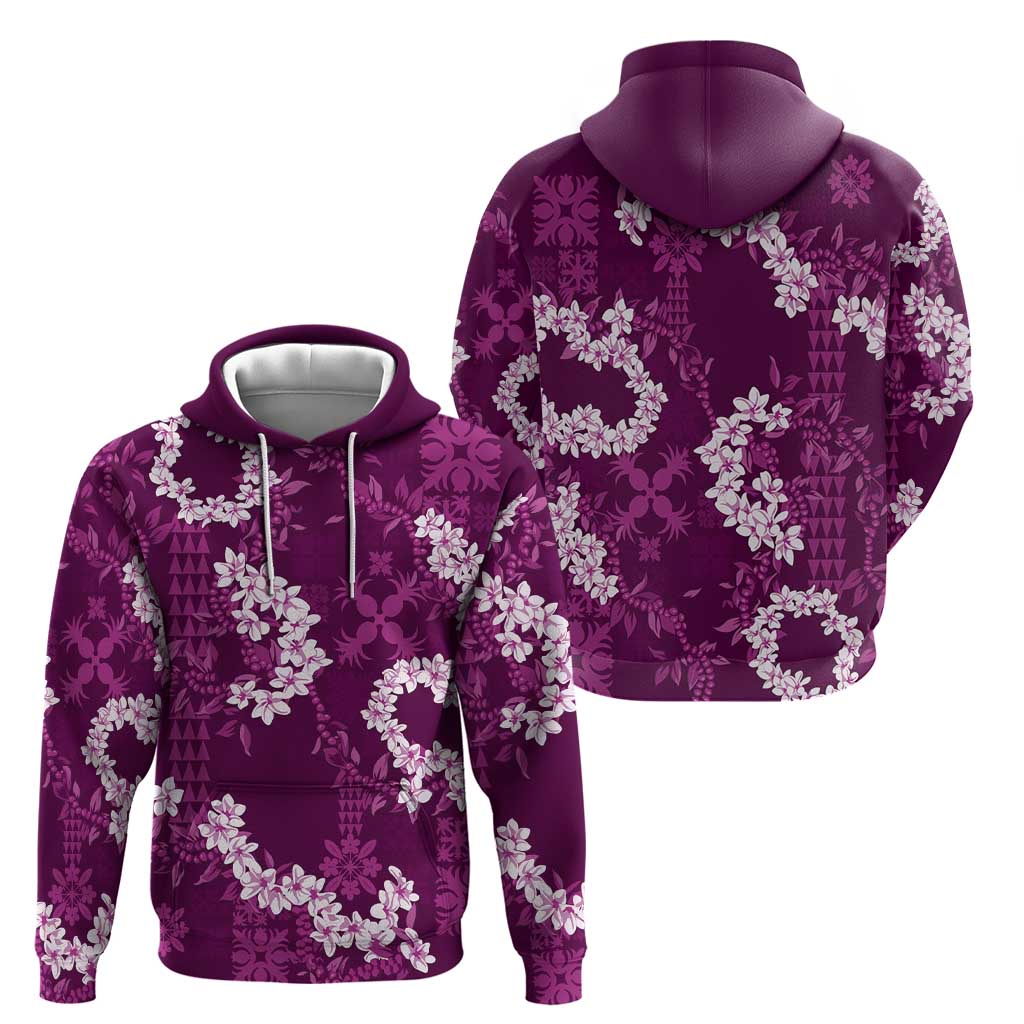 Mokihana Maile and Ilima Leis Zip Hoodie Akala Hawaiian Tapa Quilt Pattern - Polynesian Pride