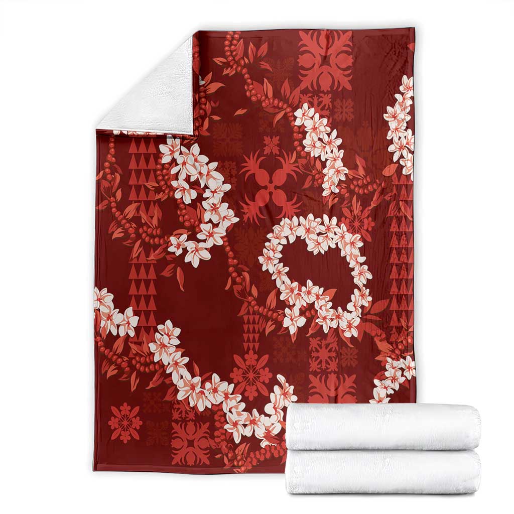 Mokihana Maile and Ilima Leis Blanket Ulaʻula Hawaiian Tapa Quilt Pattern - Polynesian Pride