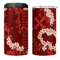 Mokihana Maile and Ilima Leis 4 in 1 Can Cooler Tumbler Ulaʻula Hawaiian Tapa Quilt Pattern - Polynesian Pride
