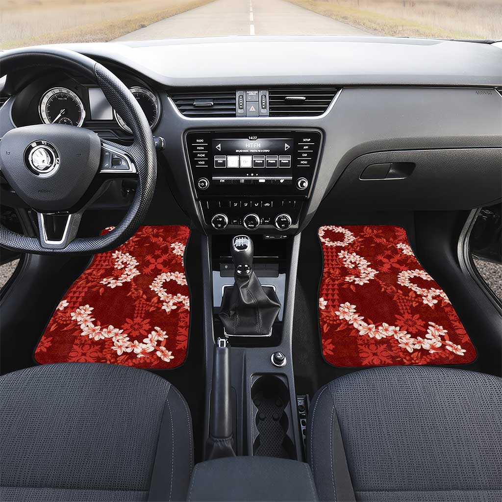 Mokihana Maile and Ilima Leis Car Mats Ulaʻula Hawaiian Tapa Quilt Pattern - Polynesian Pride
