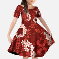 Mokihana Maile and Ilima Leis Family Matching Tank Maxi Dress and Hawaiian Shirt Ulaʻula Hawaiian Tapa Quilt Pattern - Polynesian Pride