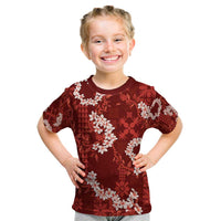 Mokihana Maile and Ilima Leis Kid T Shirt Ulaʻula Hawaiian Tapa Quilt Pattern - Polynesian Pride