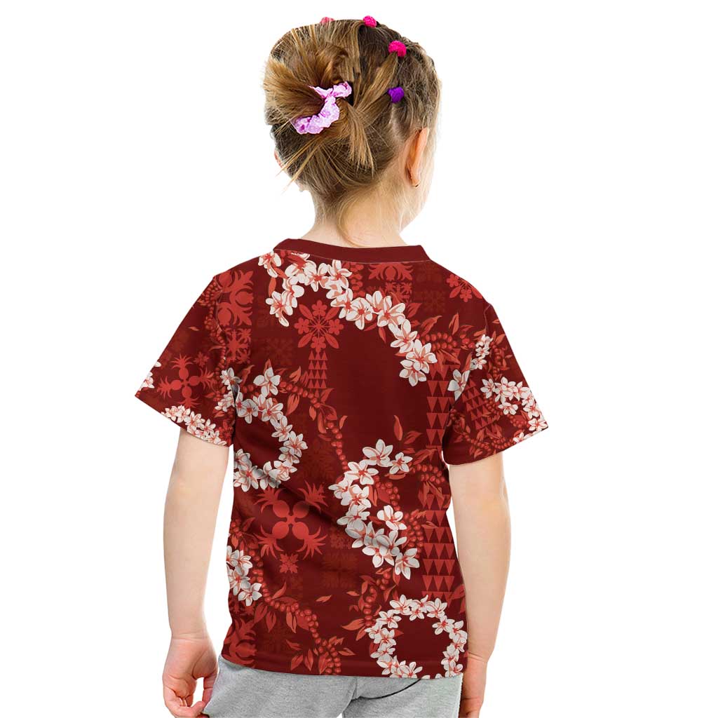 Mokihana Maile and Ilima Leis Kid T Shirt Ulaʻula Hawaiian Tapa Quilt Pattern - Polynesian Pride