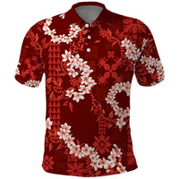 Mokihana Maile and Ilima Leis Polo Shirt Ulaʻula Hawaiian Tapa Quilt Pattern - Polynesian Pride