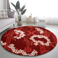 Mokihana Maile and Ilima Leis Round Carpet Ulaʻula Hawaiian Tapa Quilt Pattern - Polynesian Pride