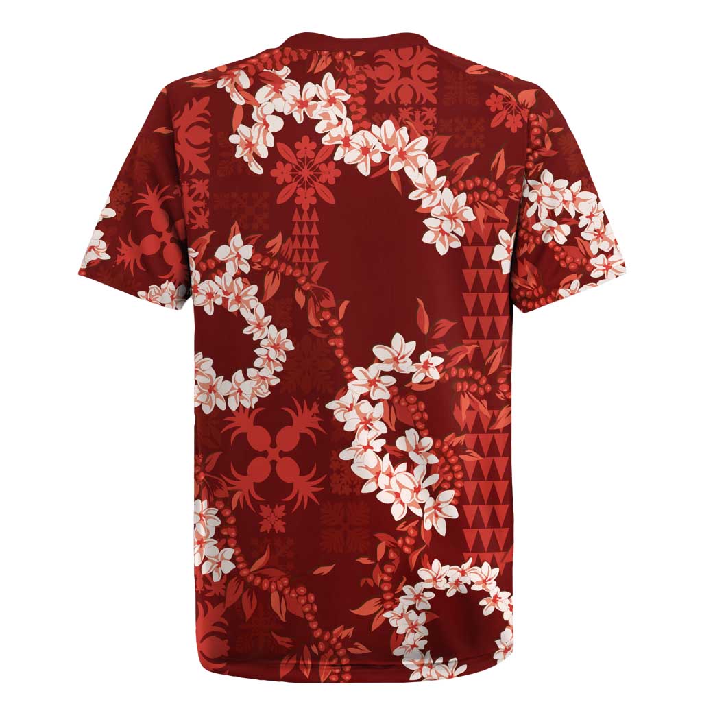 Mokihana Maile and Ilima Leis Rugby Jersey Ulaʻula Hawaiian Tapa Quilt Pattern - Polynesian Pride