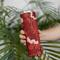 Mokihana Maile and Ilima Leis Skinny Tumbler Ulaʻula Hawaiian Tapa Quilt Pattern - Polynesian Pride